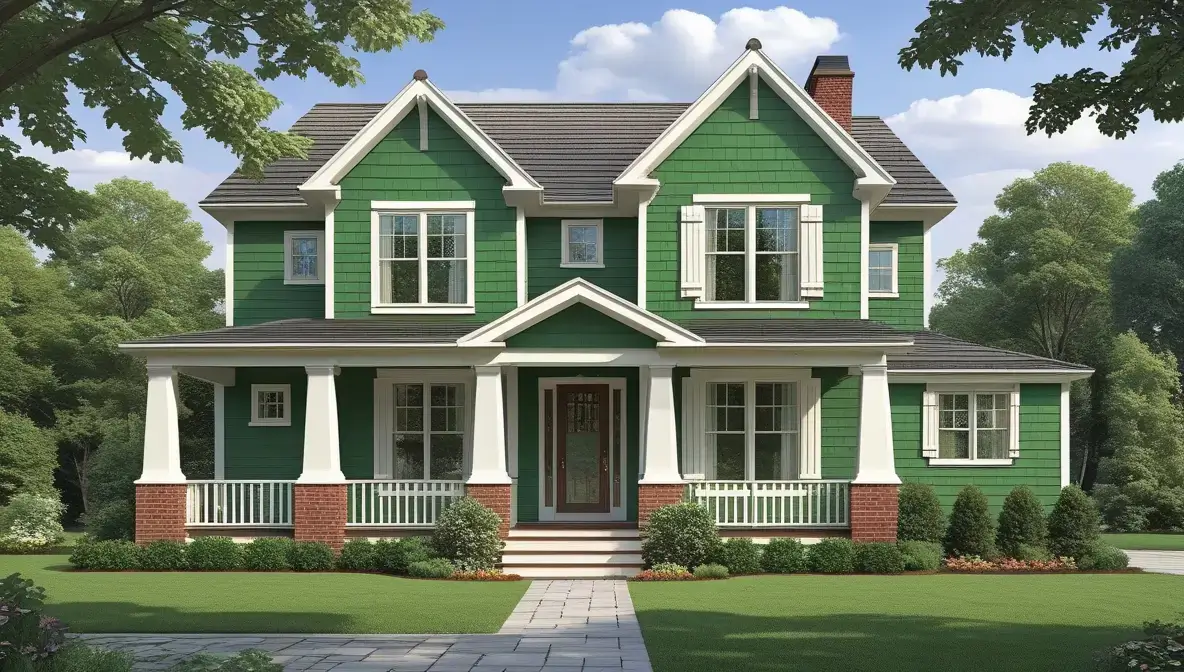 Sage Exterior Paint Color with a Rustic Cedar Roof