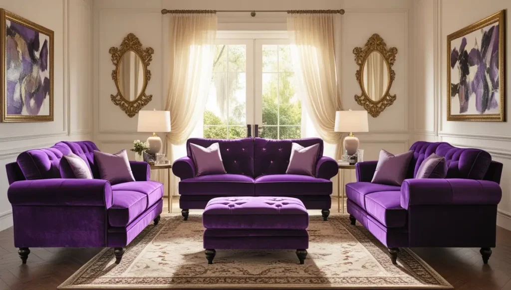 Surti Purple 2 Pc Living Room Set Stylish Comfort Redefined