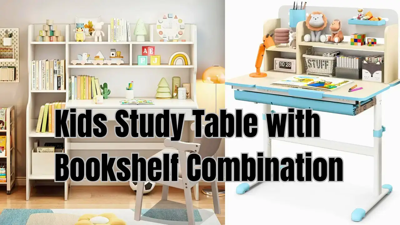 Kids Study Table with Bookshelf Combination