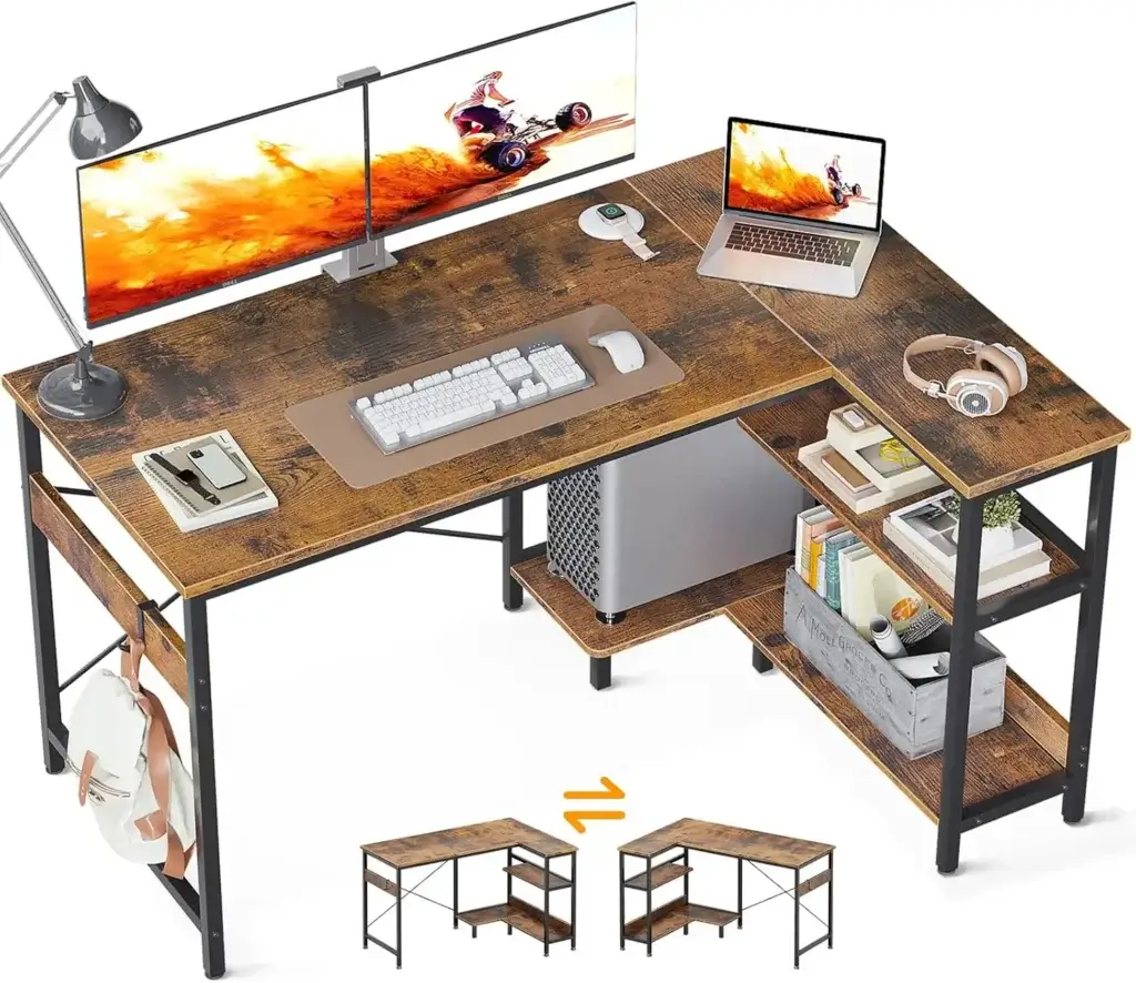ODK desk with bookshelf storage