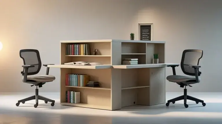 Affordable Two Person Study Desk with Bookshelf